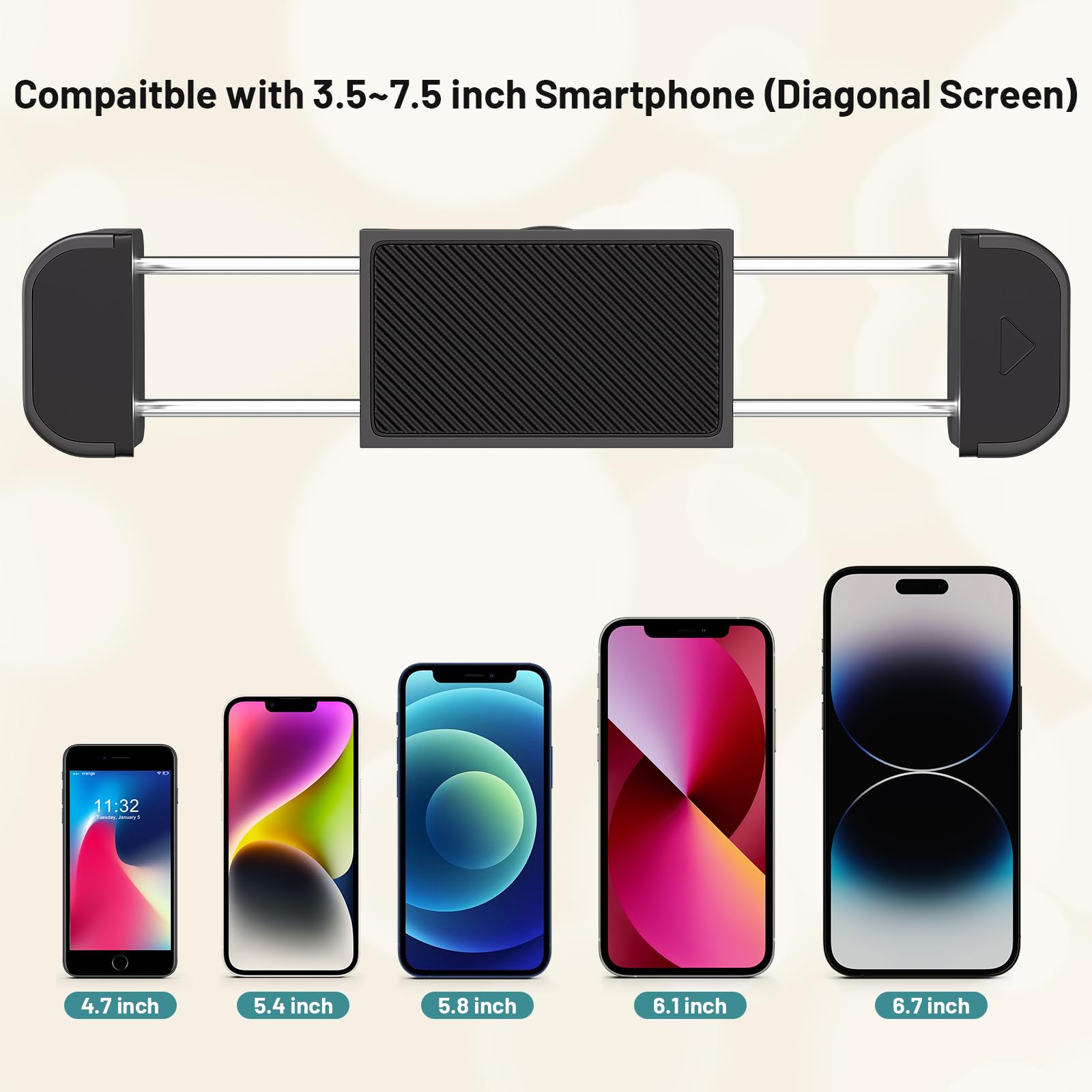 Supporto per telefono per scrivania, letto, supporto per telefono da parete, supporto per iPhone in alluminio a 3 fasi, bracci estensibili pieghevoli e base resistente, compatibile con iPhone/HTC/LG
