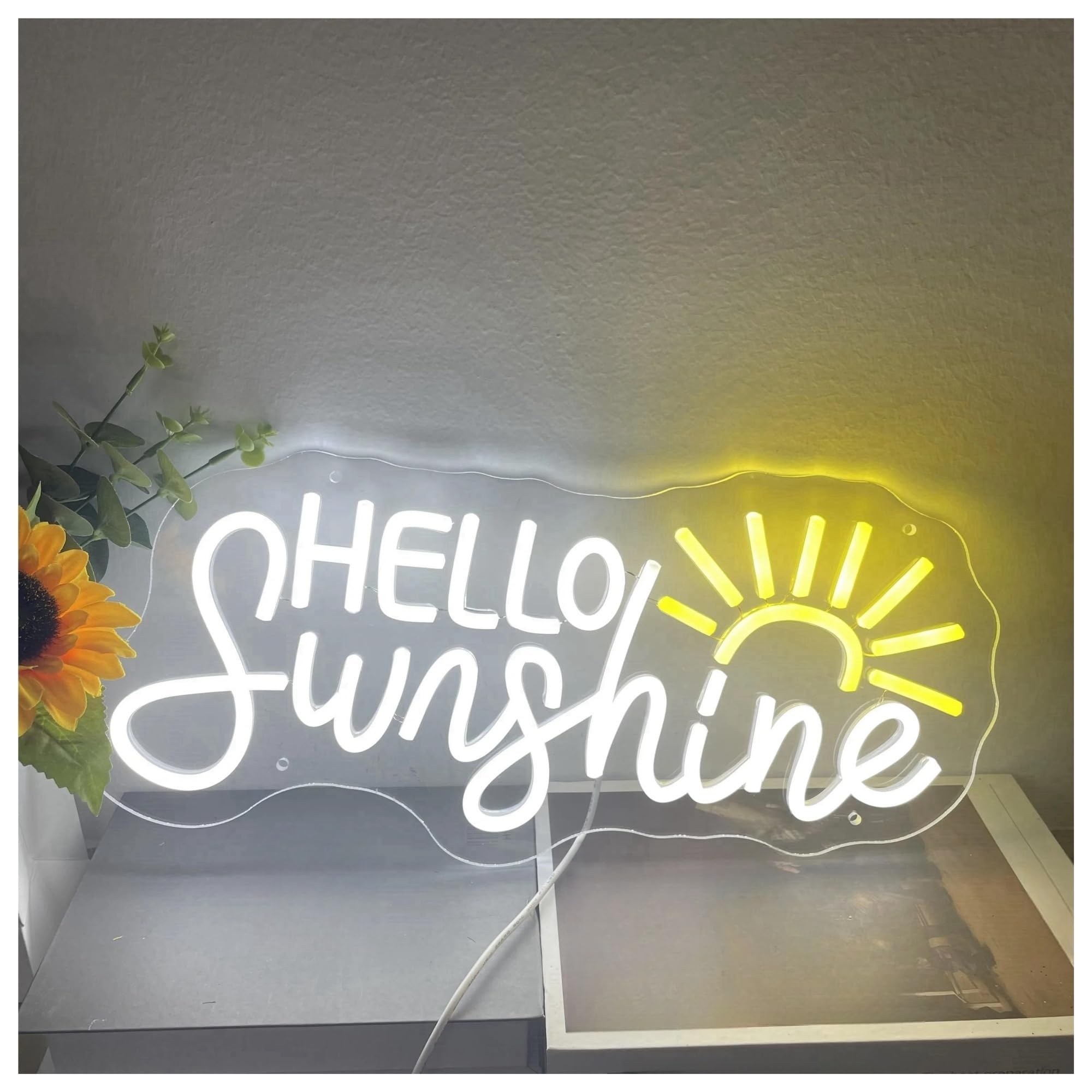 luoliang Illuminazione al neon Hello Sunshine per insegne al per neon alimentate tramite per regolabili 20cmx38cm