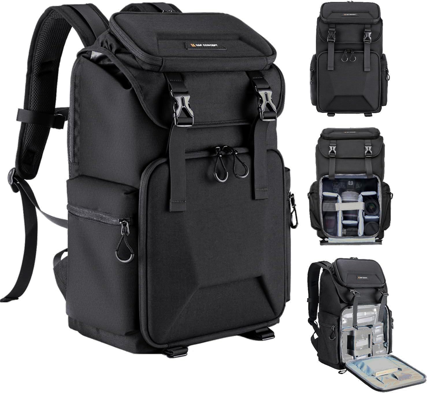 K&F CONCEPT Camera Backpack, Hard Shell Camera Bag, Large Capacity Photography Backpack with 15.6" Laptop Compartment & Tripod Holder & Rain Cover