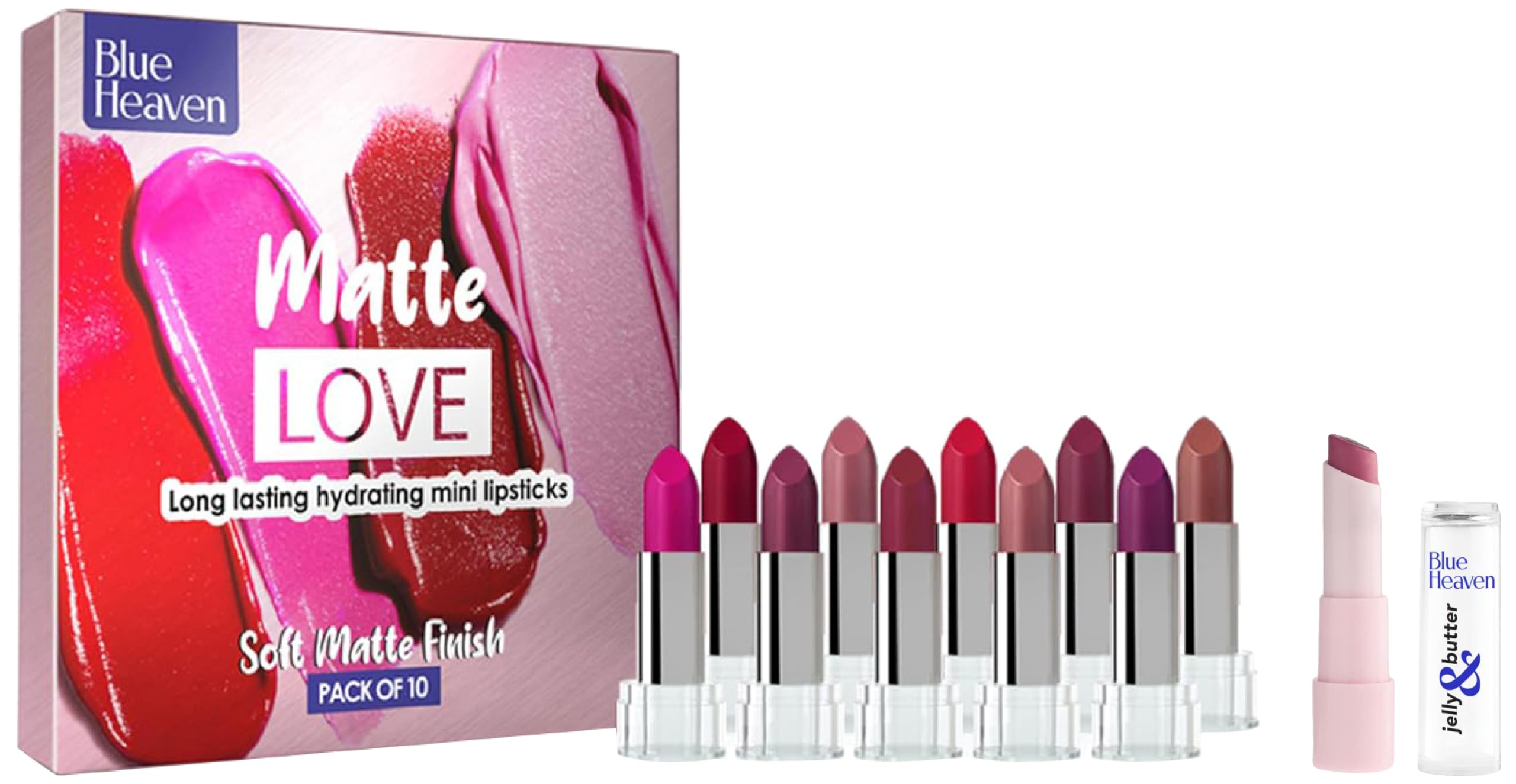 Blue Heaven Matte Love Mini Lipsticks, Jelly & Butter Moisturising Lip Balm Combo of 2-picture-54