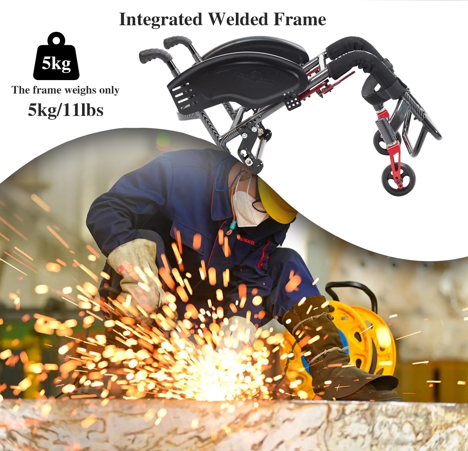 Lekkie aluminiowe wózki inwalidzkie z własnym napędem, wózek inwalidzki do uprawiania sportu, przenośny wózek podróżny z hamulcem (43 cm, sportowe)