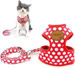 Zunea Polka Dot Small Dog Harness Adjustable No Pull Mesh Padded Vest Leash Set Pet Puppy Cat Easy Control Lead Strap Red S