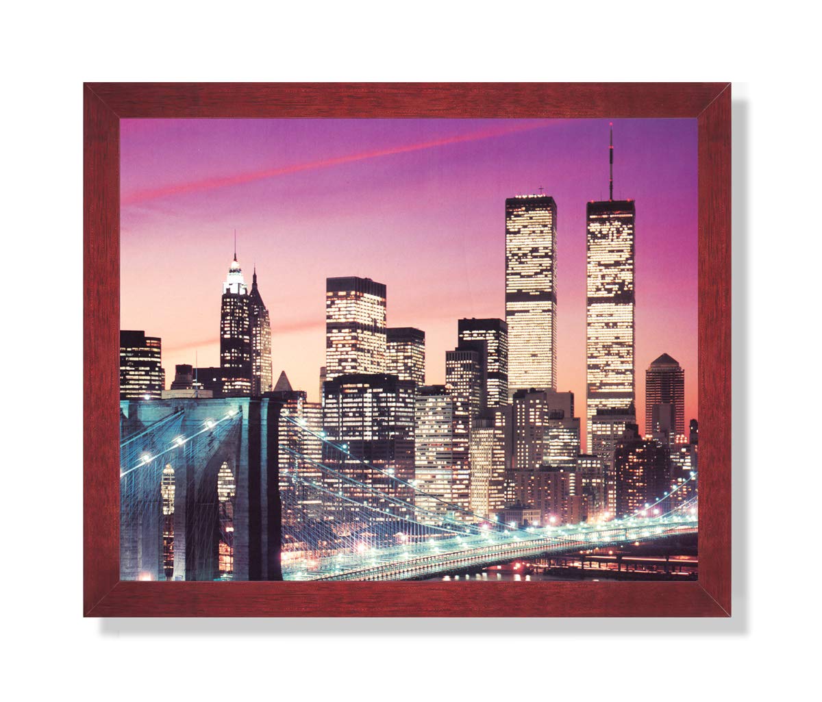 Amazon.com: Twin Towers at Dusk with Brooklyn Bridge & New York