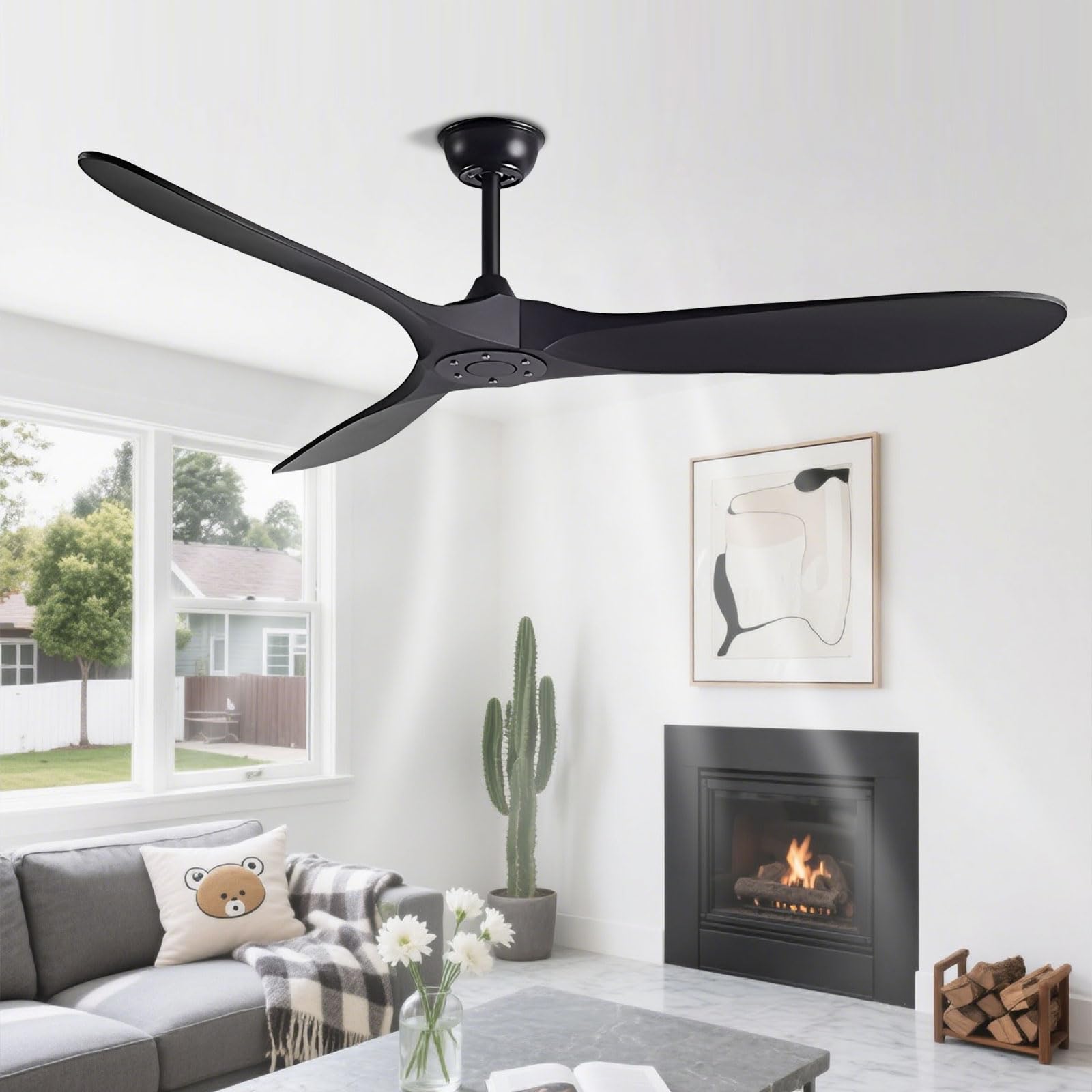 IBalody Quiet Ceiling Fans with Remote Control 6 Speeds Ceiling Fan No Light for Bedroom Living Room Dining Room Modern Ceiling Fan Without Lights 3 ABS Blades