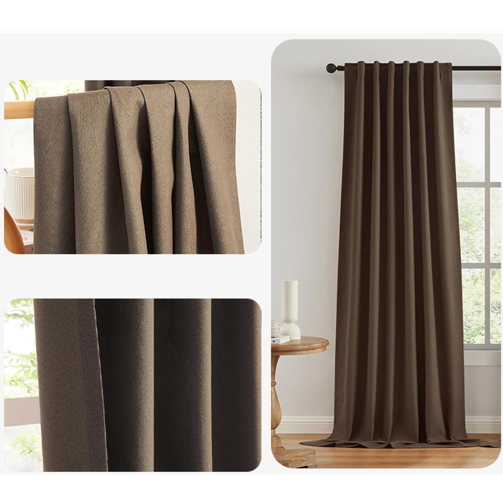 Tenda oscurante con isolamento termico, stile moderno, effetto lino, 280 x 245 cm, a risparmio energetico, protezione dal freddo, per soggiorno e camera da letto, elegante tenda per la privacy