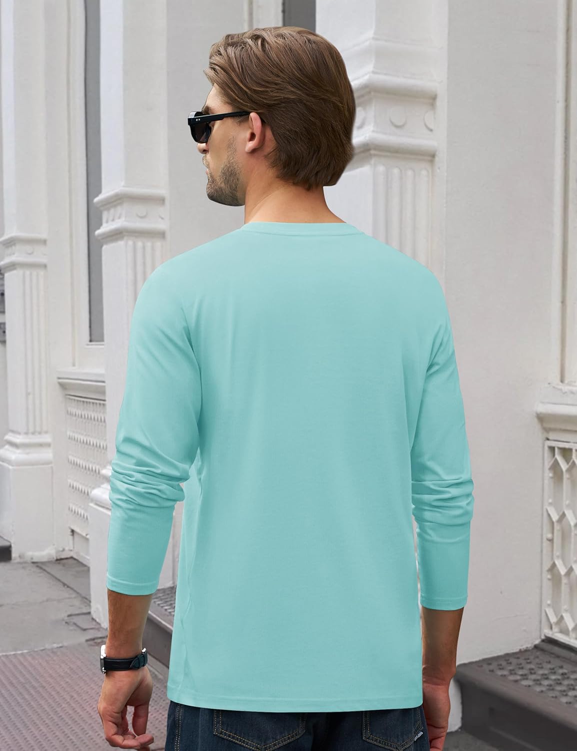 Cotrasen Men's Long Sleeve Shirts Cotton Crew Neck Pocket T Shirts Moisture Wicking Soft Comfort Casual Tee Shirts - Image 4