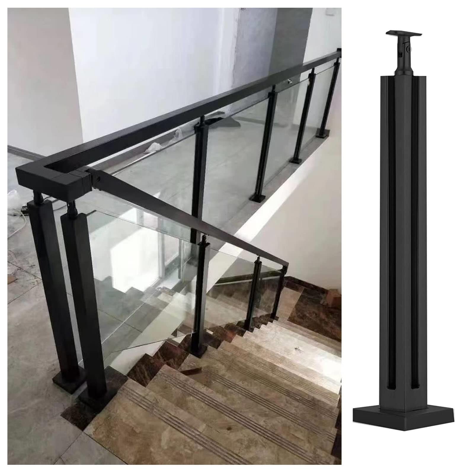 Poignée de sécurité escalier intérieur et raccord pivotant pour garde-corps