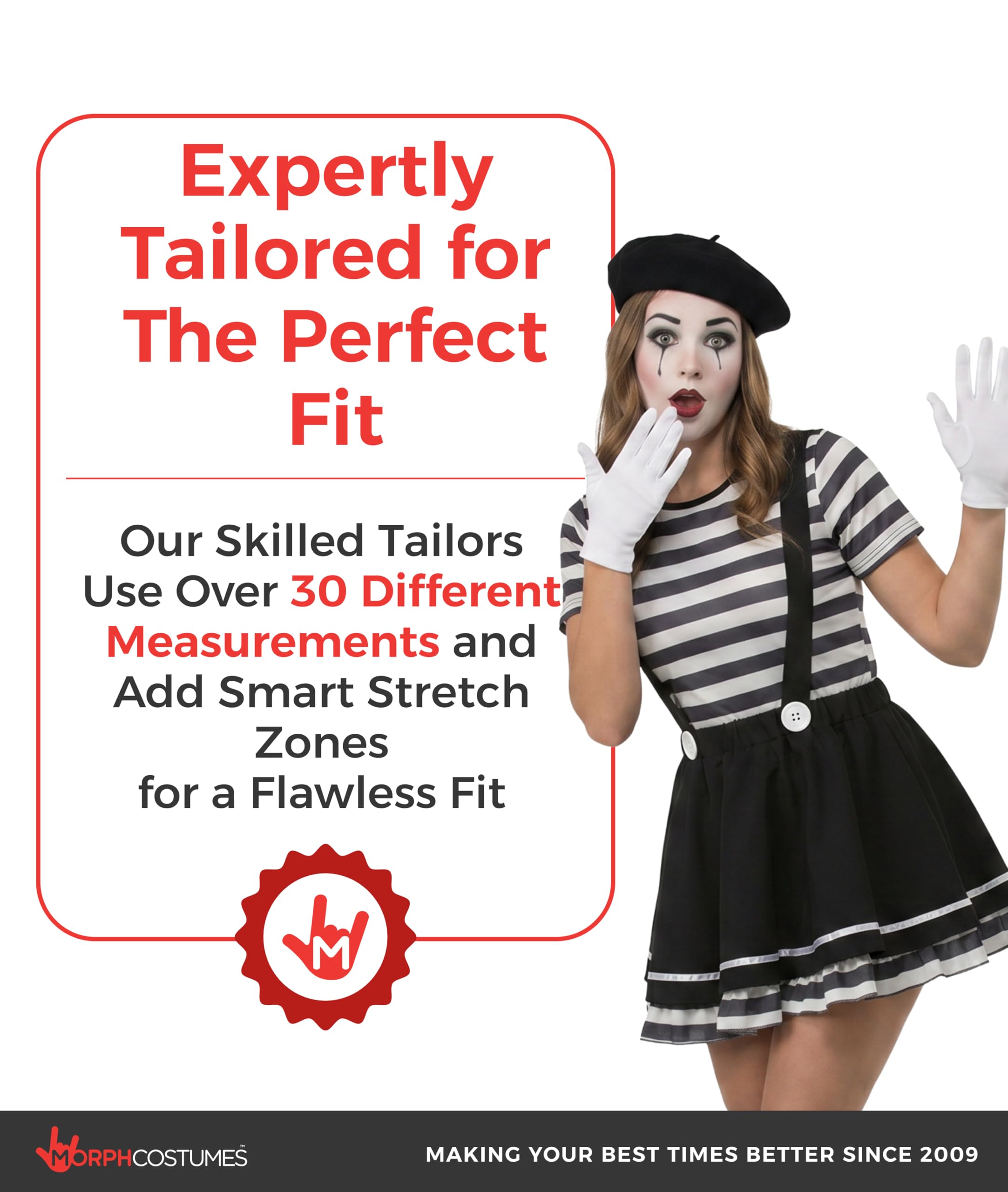 Fun Shack Deguisement Mime Femme, Costume Mime Halloween Femme, M | T-Shirt, Jupe à Bretelles, Chaussettes, Chapeau & Gants, Style Mime Français, Parfait pour Halloween, Idéal pour se Déguiser