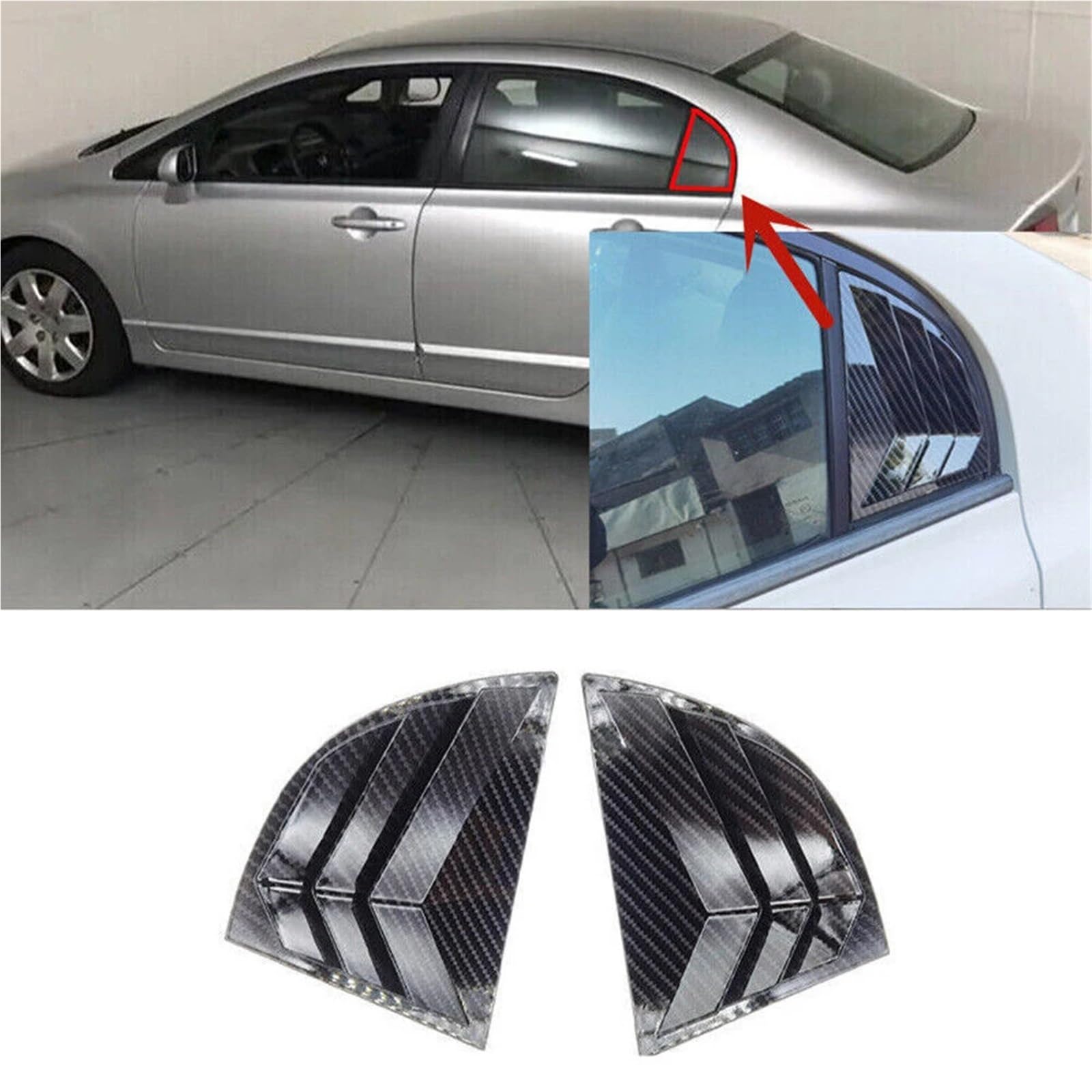 Osłonę bocznej żaluzji samochodu Pasuje do samochodu Honda Civic Sedan 8th 2006-2010, naklejka na tylną żaluzję, boczną osłonę okna, wlot powietrza
