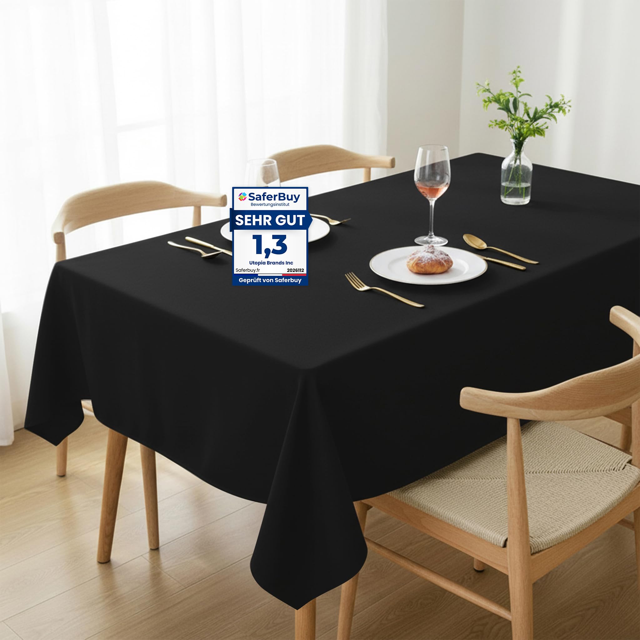 Utopia Kitchen 2er-Pack Tischdecke abwaschbar Wasserbeständig Polyester Tischdecke Ideal für Wohnzimmer, Esszimmer, Hochzeiten und Restaurants
