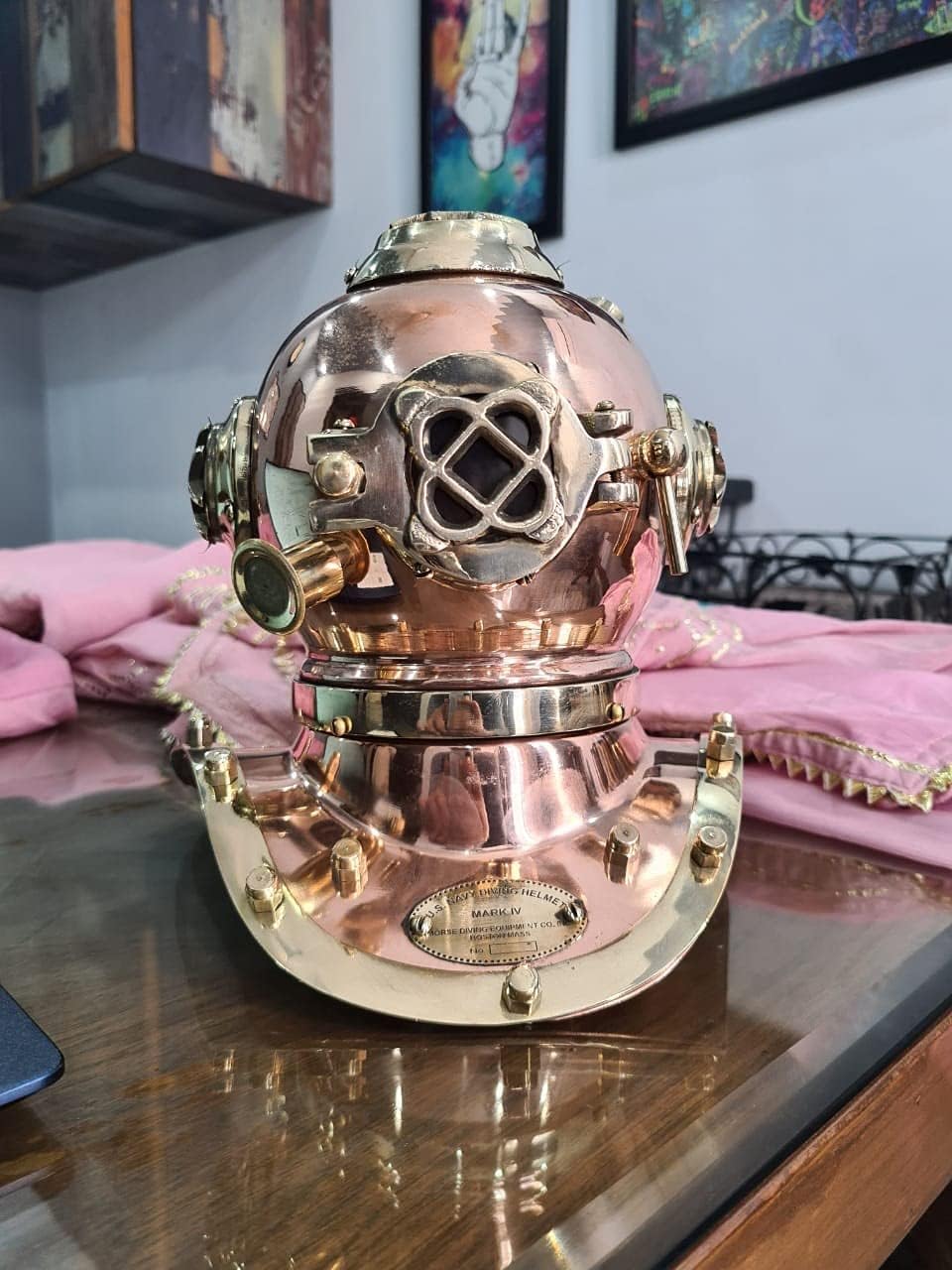 Mini Diving Helmet Replica Mark Us Navy Nautical Copper Finish 6 Inch