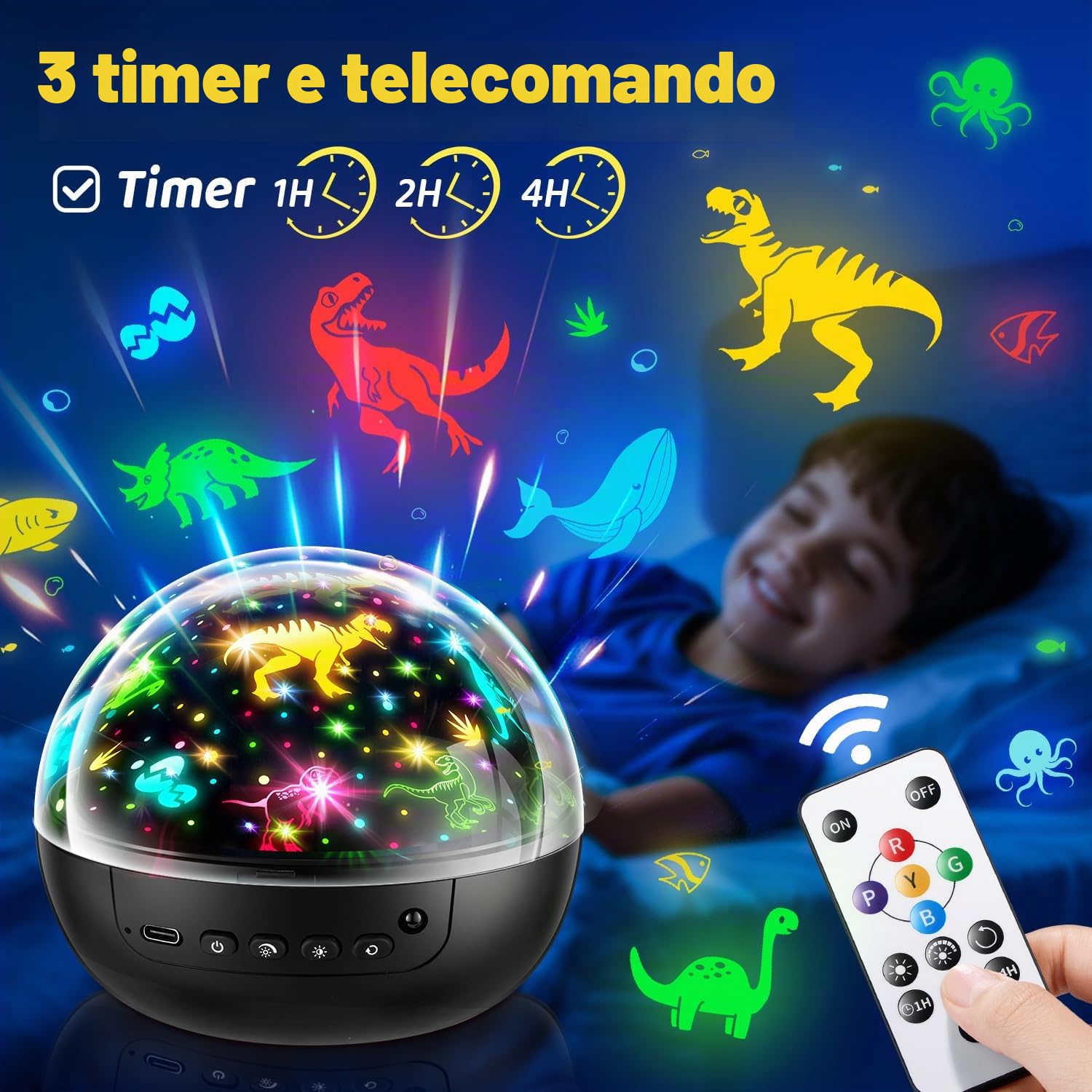 Staryou 【Scatola Regalo】 Proiettore da Notte per Bambini, 【3 Film & 93 Colori】 Giocattoli per Bambini di 3 Anni, [5 Luminosità & Telecomando] Regalo di Compleanno per Bambini di 3 Anni, Regali di