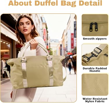 Weekender Duffel Bags for Women, Travel Totes Bag for Airplane Essentials, Overnight Bags for Women with Trolley Sleeve, Large Carry On Hospital Bag for Labor and Delivery, Sport, Gym, B - Apricot