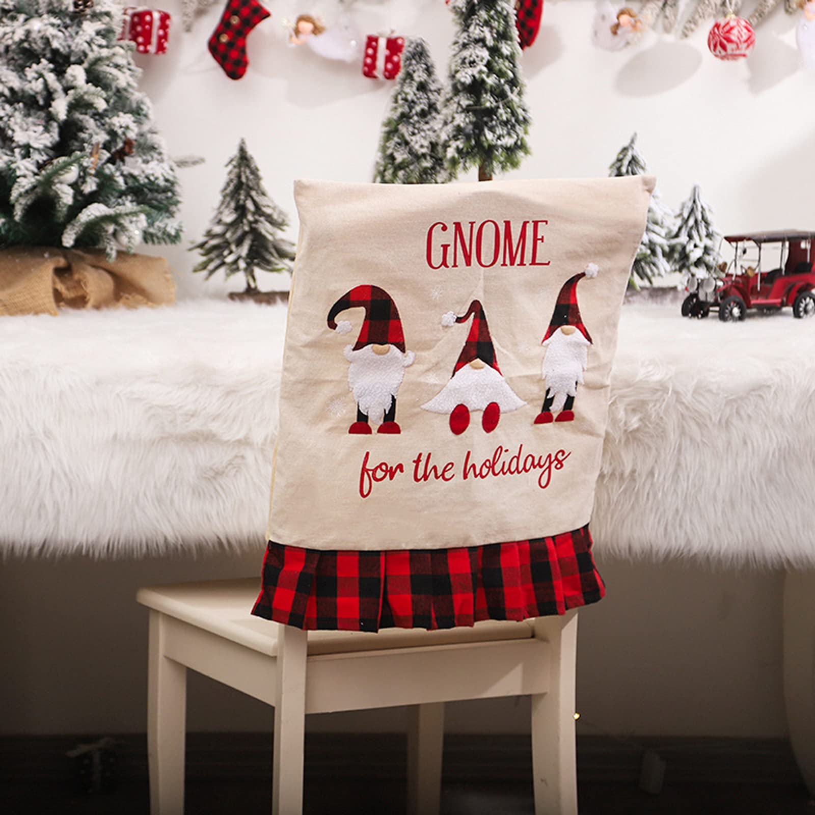 Juego de 3 fundas de silla de Navidad, para muñecas sin rostro, fundas para sillas de Navidad, para banquetes de Navidad, decoración de comedor o comedor