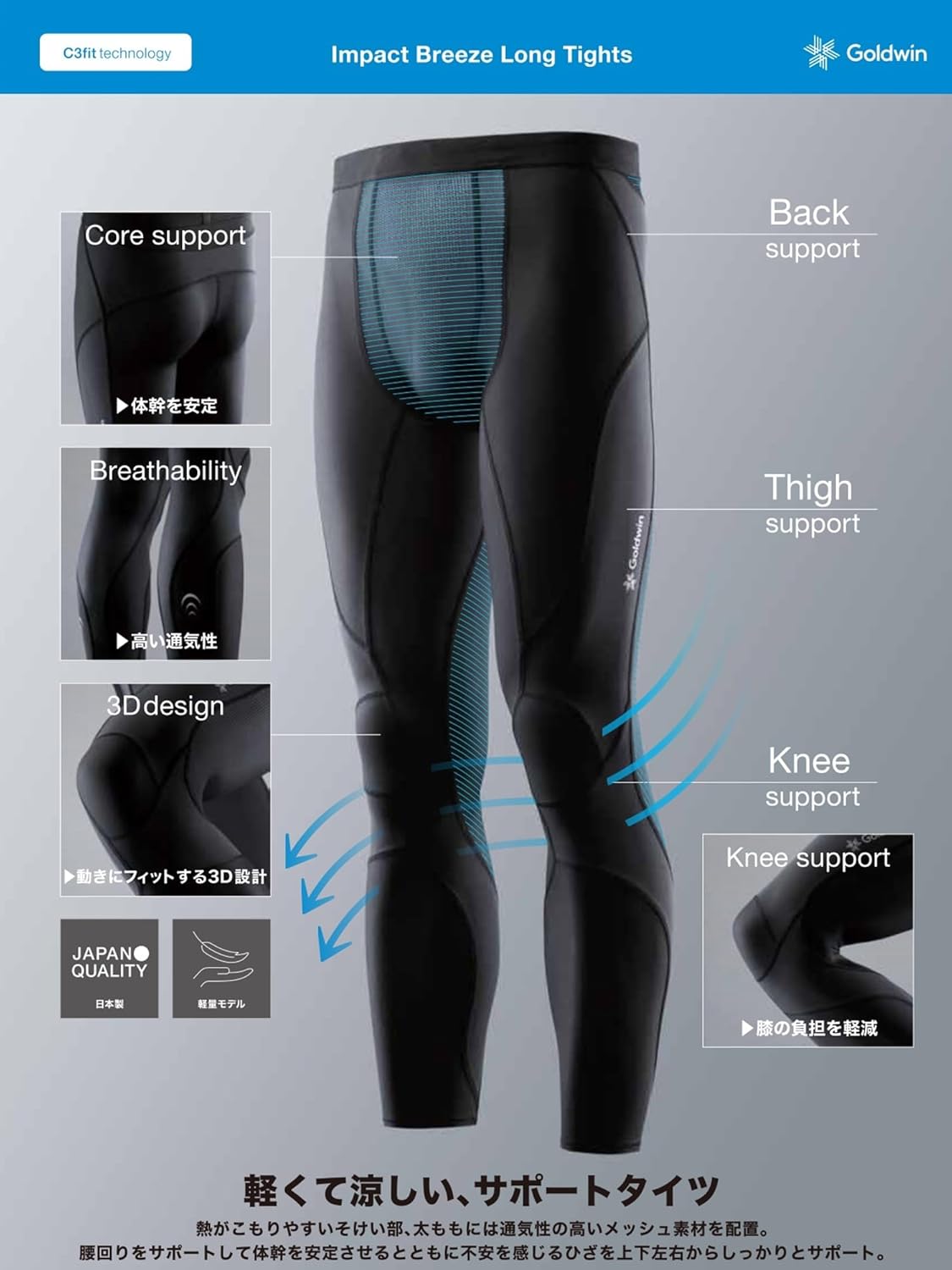 Goldwinストレッチ UV C3fit インパクトブリーズロングタイツ 公式