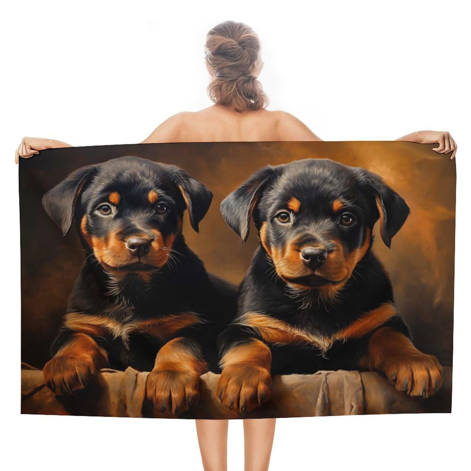 Serviette anti-sable Rottweiler légère grand drap de bain microfibre 130x80