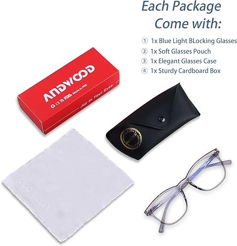 Miniatura 10 de ANDWOOD - Lentes con bloqueo de luz azul para computadora, mujeres y hombres de cara pequeña, AR001