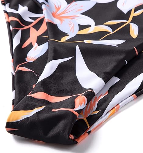 Miniatura 7 de MOOSLOVER Traje de baño sexy de dos piezas con corte de un hombro y cintura alta para mujer