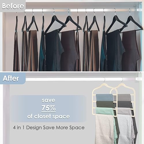 Miniatura 6 de DUDUCOFU - Perchas de terciopelo antideslizantes que ahorran espacio paquete de 6 perchas de terciopelo rosa perchas de ropa de varias capas