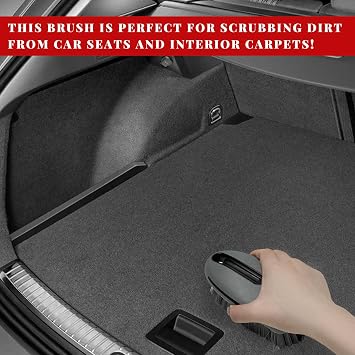 Carpet and Upholstery Cleaning Brush, Stiff Bristle Detailing Scrubber for Car Interior & Home, Portable Ergonomic Scrub Brushes for Floor Mat Carpet Leather Seat Couch (Gray)