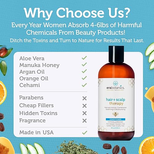 Miniatura 4 de Acondicionador profundo Era Organics para cabello seco, dañado, crispado, dañado y picazón de cuero cabelludo.