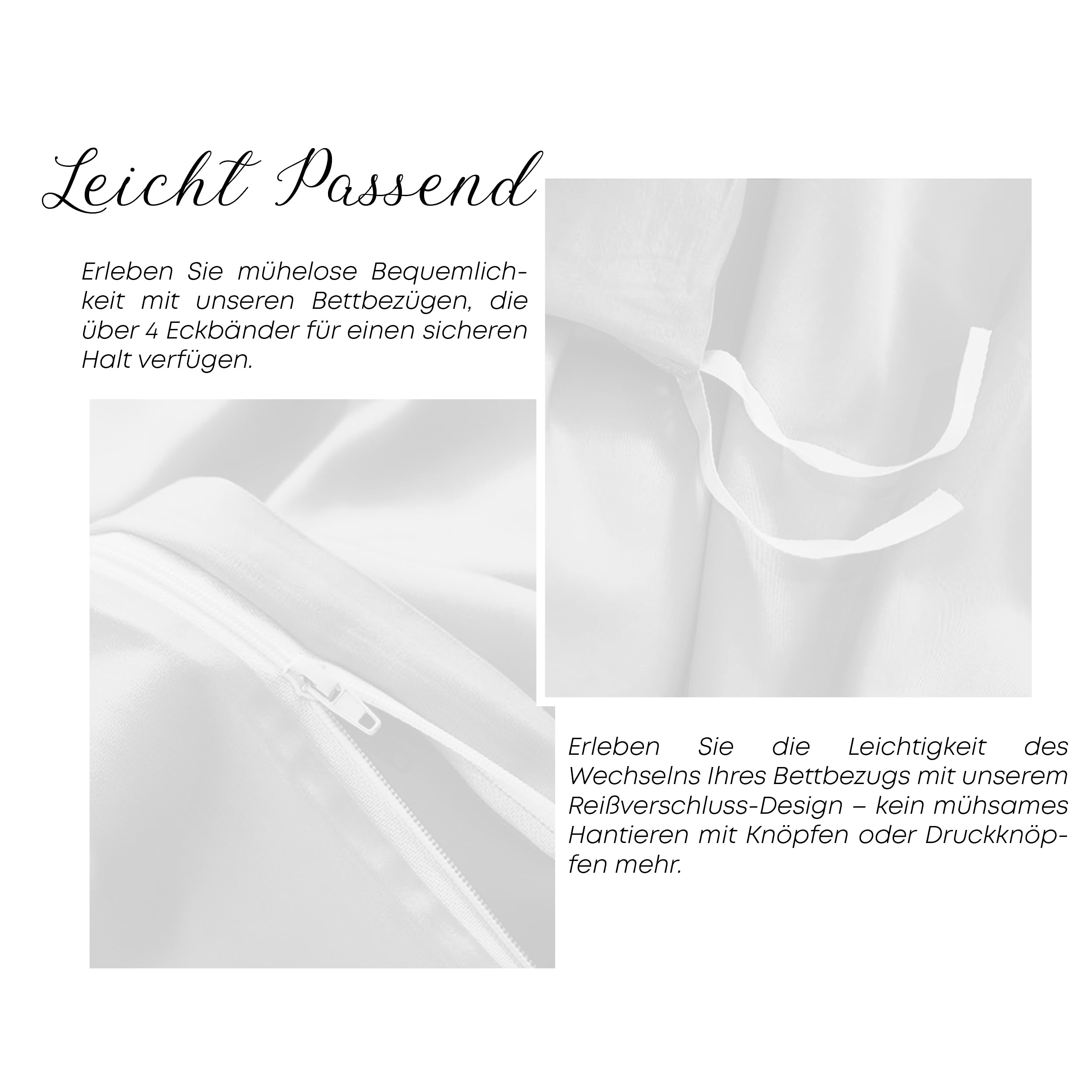 LINENWALAS Bambus-Bettwäsche-Set, Premium-Bettbezug-Set aus Bambusseide mit Kissenbezug, 2-teiliges Bettwäscheset, 155 x 220 cm, luxuriöser, weicher, kühlender Steppdeckenbezug (weiß)