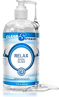 Cleanstream Relax Desensitizing Anal Lube, Toy Safe for Men and Women, Non-Staining, Personal Lube, Non-Greasy, Condom Safe, Unscented, 17 fl oz
