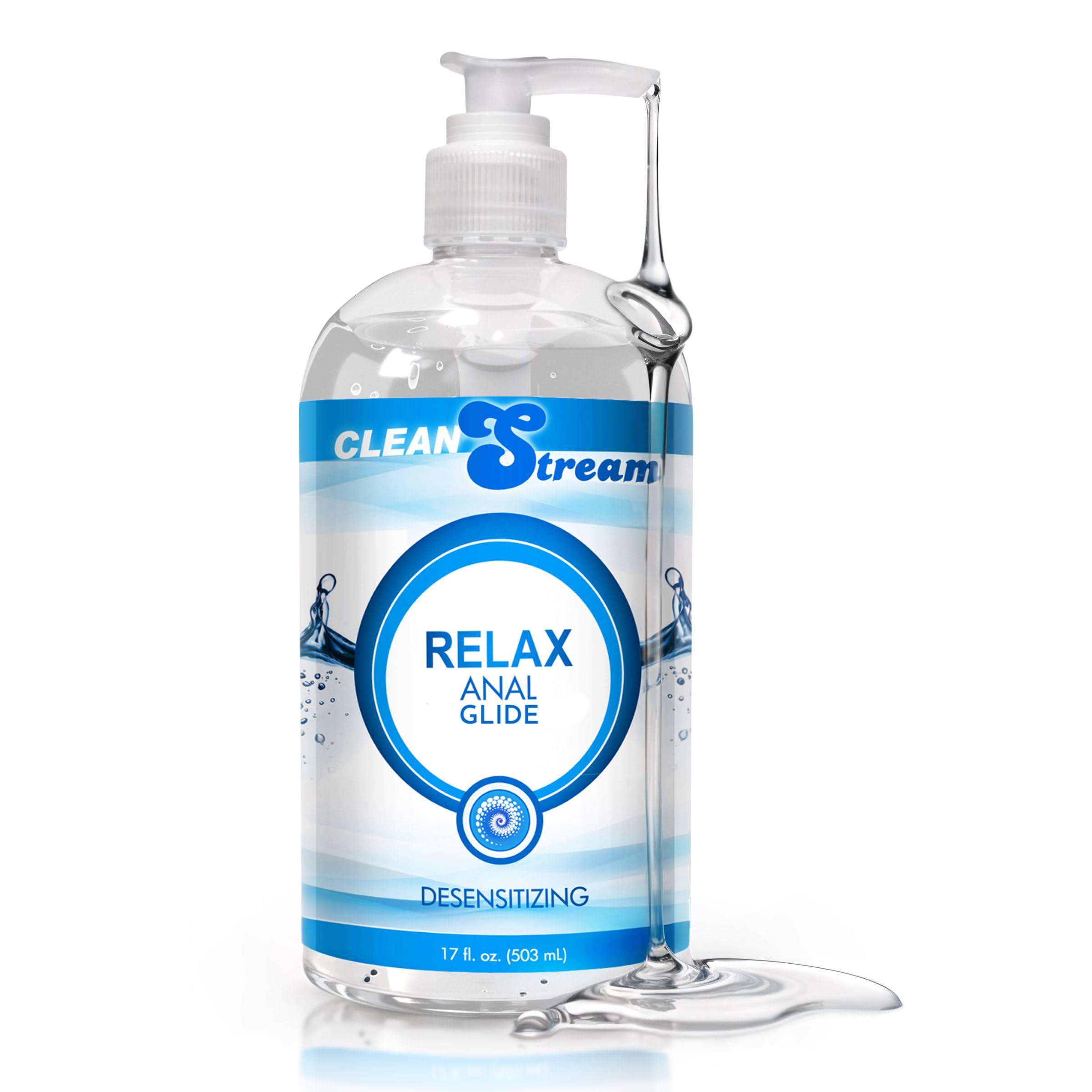 Cleanstream Relax Desensitizing Anal Lube, Toy Safe for Men and Women, Non-Staining, Personal Lube, Non-Greasy, Condom Safe, Unscented, 17 fl oz