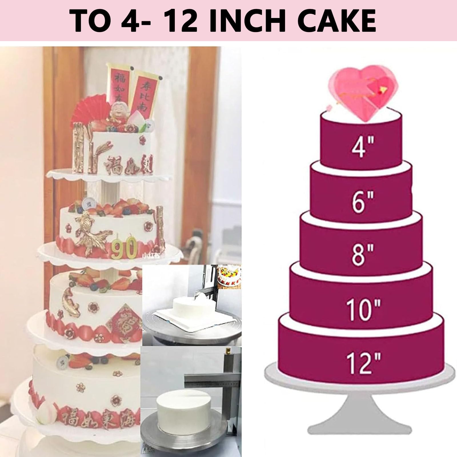 Macchina elettrica per decorare torte da 200 W, semiautomatica per glassa e spalmatrice per torte, adatta per torte da 10-30 cm, strumento efficiente per l'applicazione della crema