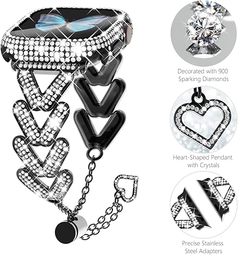 Miniatura 27 de WINGLE Bling Band - Funda para Apple Watch Band para mujer de 1.732 pulgadas SE 3/2/1 Series 6 5 4, de lujo, con diamantes de imitación brillantes