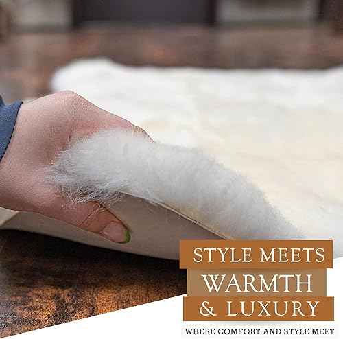 Miniatura 4 de Sunshine Cowhides Alfombra de piel de oveja, 100 % piel de oveja auténtica, funda para silla y alfombra para sala de estar, dormitorio, oficina y