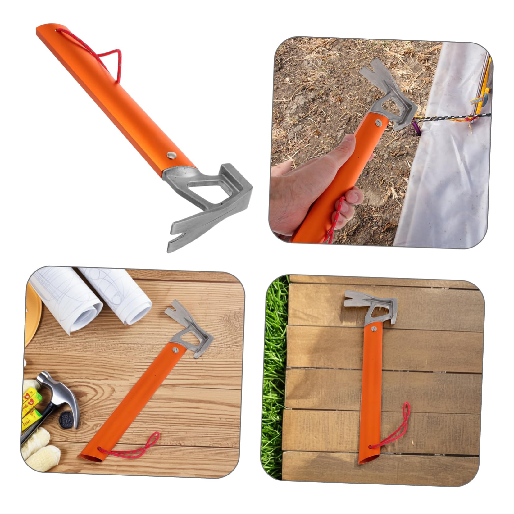 Martello da Campeggio in Alluminio con Estrattore Picchetti | Lega di Alluminio e Acciaio Inossidabile, con Lanyard Incluso, per Camping e Mountaineering