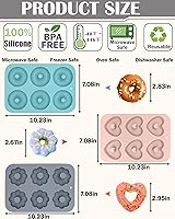 Vista 2 de Juego de 3 moldes de silicona antiadherentes para hacer donas, molde para donas, 6 cavidades, molde de silicona Heritage Bundtlette para hornear