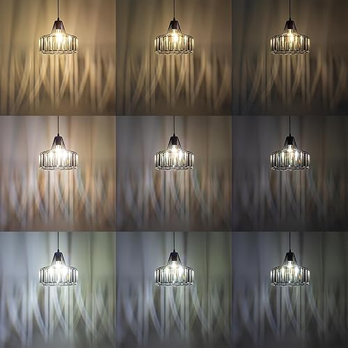 Miniatura 5 de Lámpara circular de cristal transparente, colgantes de iluminación de pista de halo de 3 pies con control remoto con bombillas de calor de color