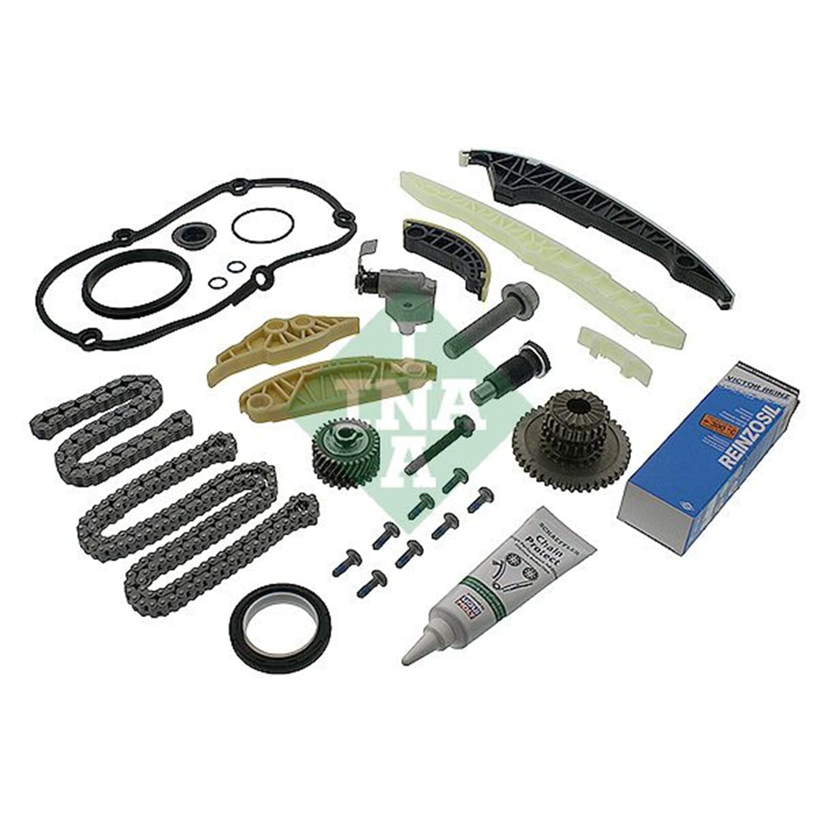 INA 559 0196 40 Kit catena distribuzione con guarnizioni con bulloni/viti idraulico idraulico | Compatibile con: AUDI A3, A3, A3 Limousine, A3 Sportback, A3 Sportback, A6 C7, A6 C8, A7 Sportback, A8 D4, Q5, Q5, TT, TT