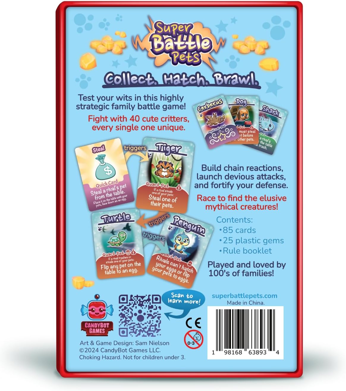 Super Battle Pets: Family Battle Card Game | Ages 7+ | 40 Unique Animals | Strategic Engine Builder