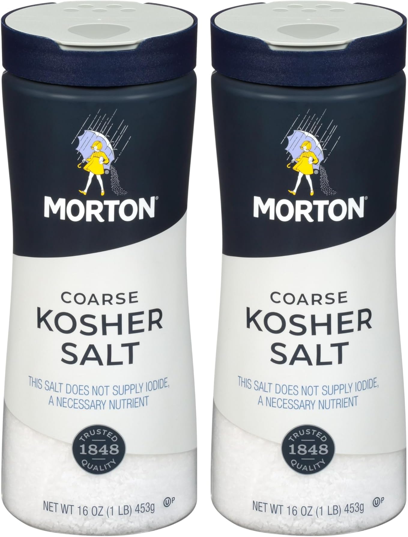 Morton Salt Coarse Kosher Bottle, Kosher Salt Coarse, 1Lb, 2 Pack