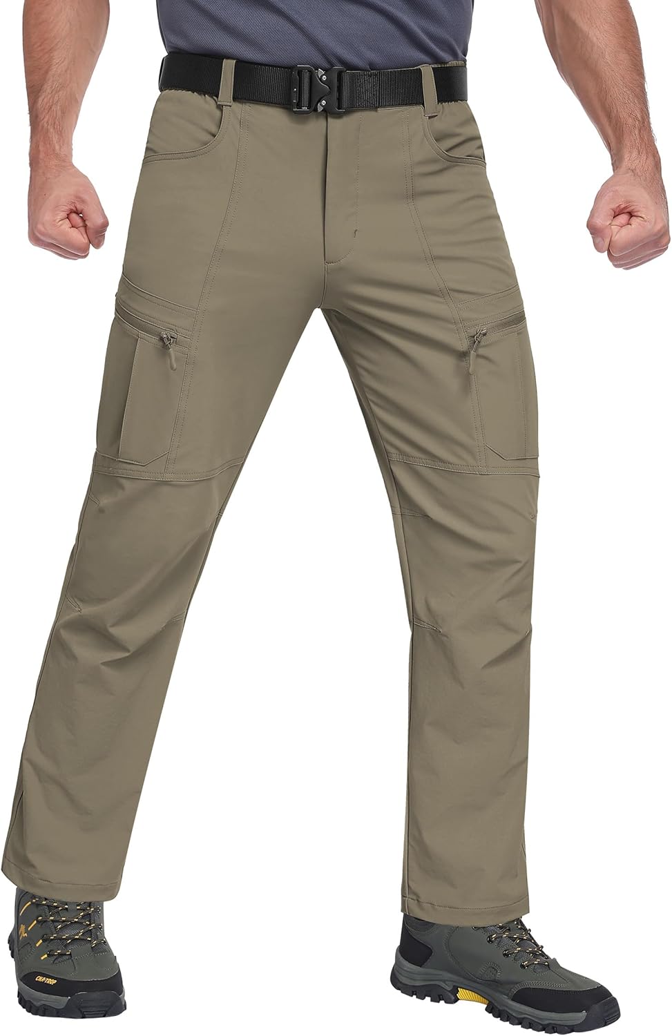 Mens Hiking Pants Waterproof Cargo Work Pants Lightweight Nylon Quick Dry Outdoor Travel Pants 6 Pockets - Image 2