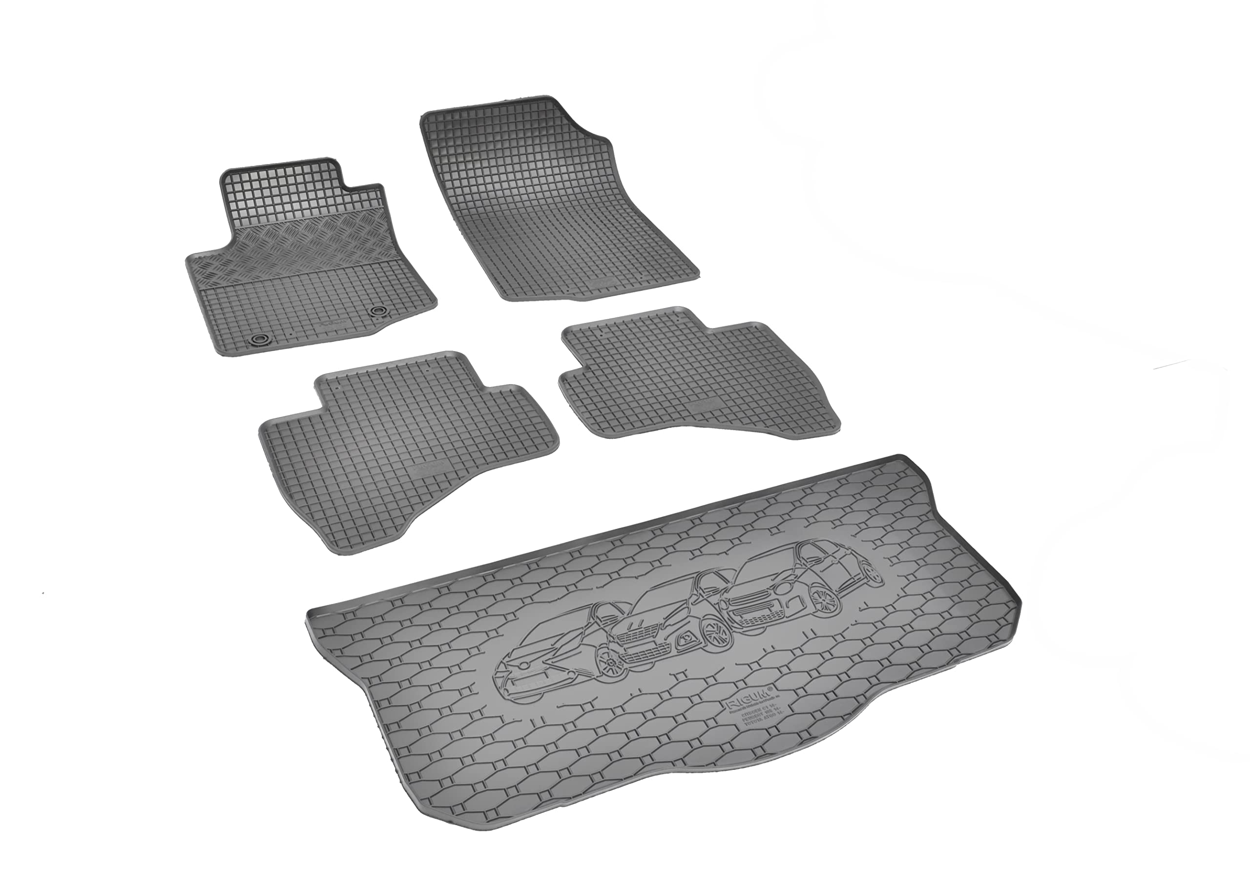 Passgenaue Sitzbezüge Hero und passgenaue Gummifußmatten Set für Toyota Aygo II ab 2014 - ideal angepasst
