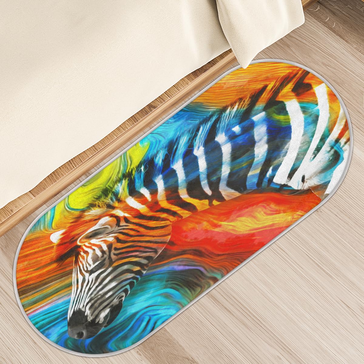 Tapis abstrait arc-en-ciel zèbre 50 x 120 cm protégez et décorez vos sols