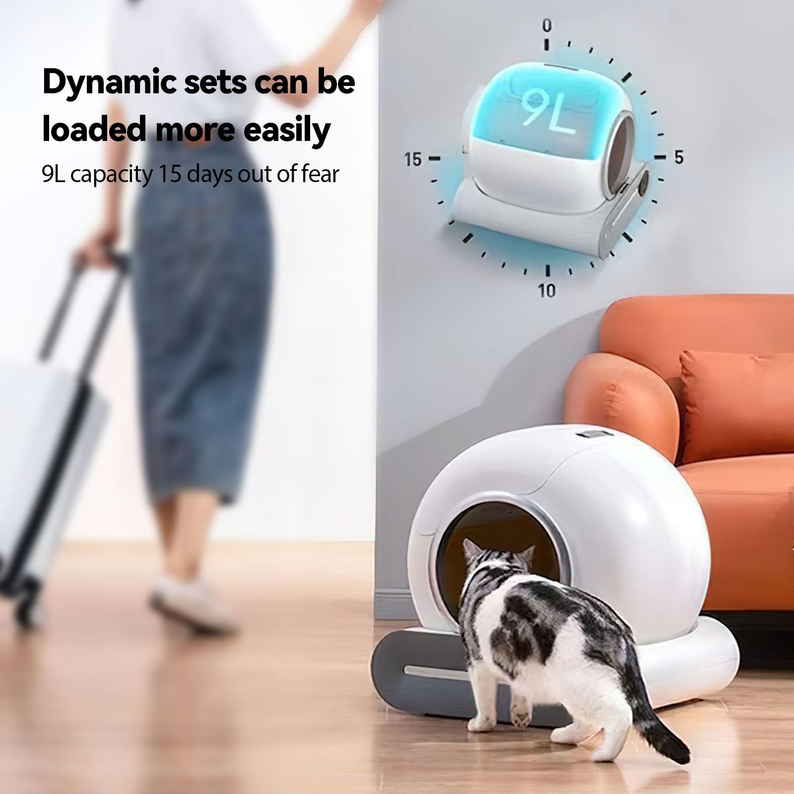 65L 2,4 g Wi-Fi Litiere Chat Autolimpiante, 4 modos de limpieza inteligentes, ultra seguro/controlado por aplicación/desoxidante y autolimpiante, apto para gatos de 1 kg a 8 kg