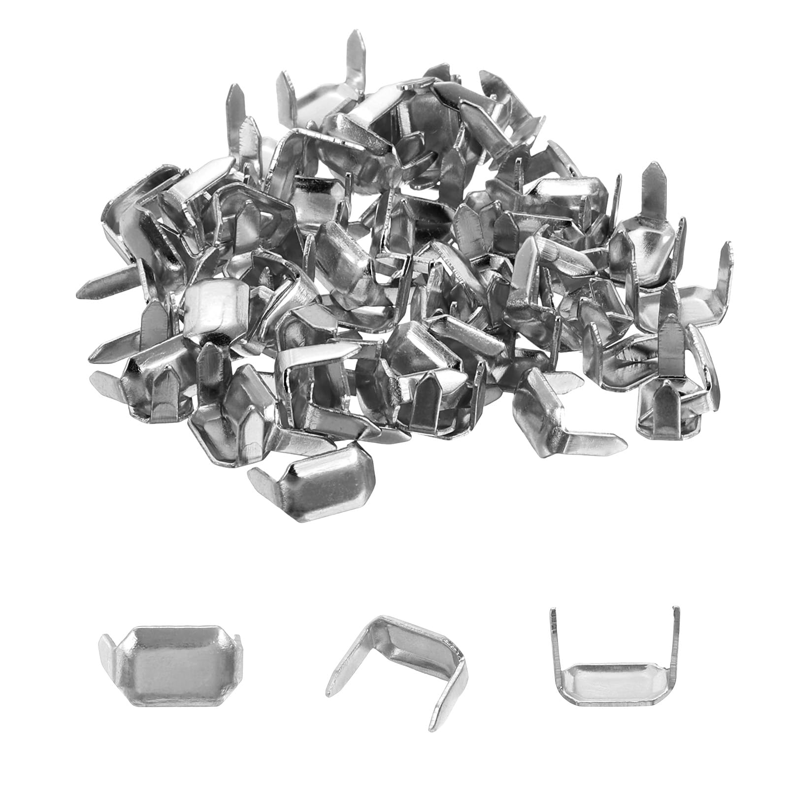 Agrafes en laiton pour cuir finition argentée boucles robustes de 8 mm pour maroquinerie