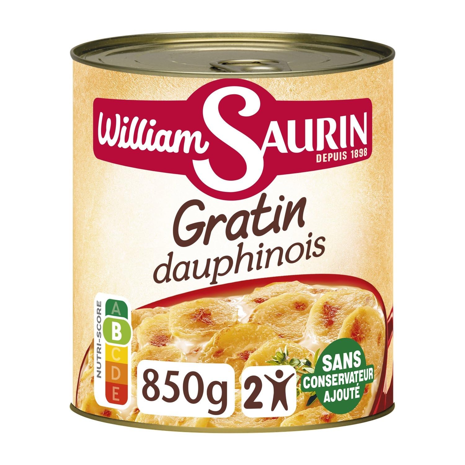 Plat familial Gratin Dauphinois WILLIAM SAURIN - la boîte de 850g Lot De 4 - Par Lot