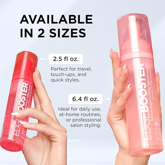 Style Factor EDGE BOOSTER Extra Strength Setting Mousse Travel Size Frizz Control, Extra Volume, and Conditioning 2.5oz Green Beryl Mousse for Curly Hair