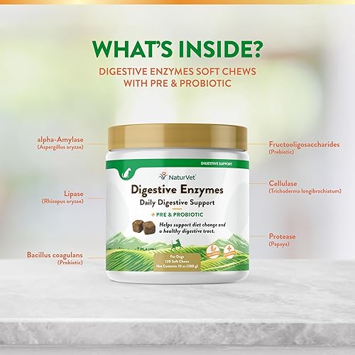 Miniatura 5 de Probiótico con enzimas digestivas NaturVet para perros masticable