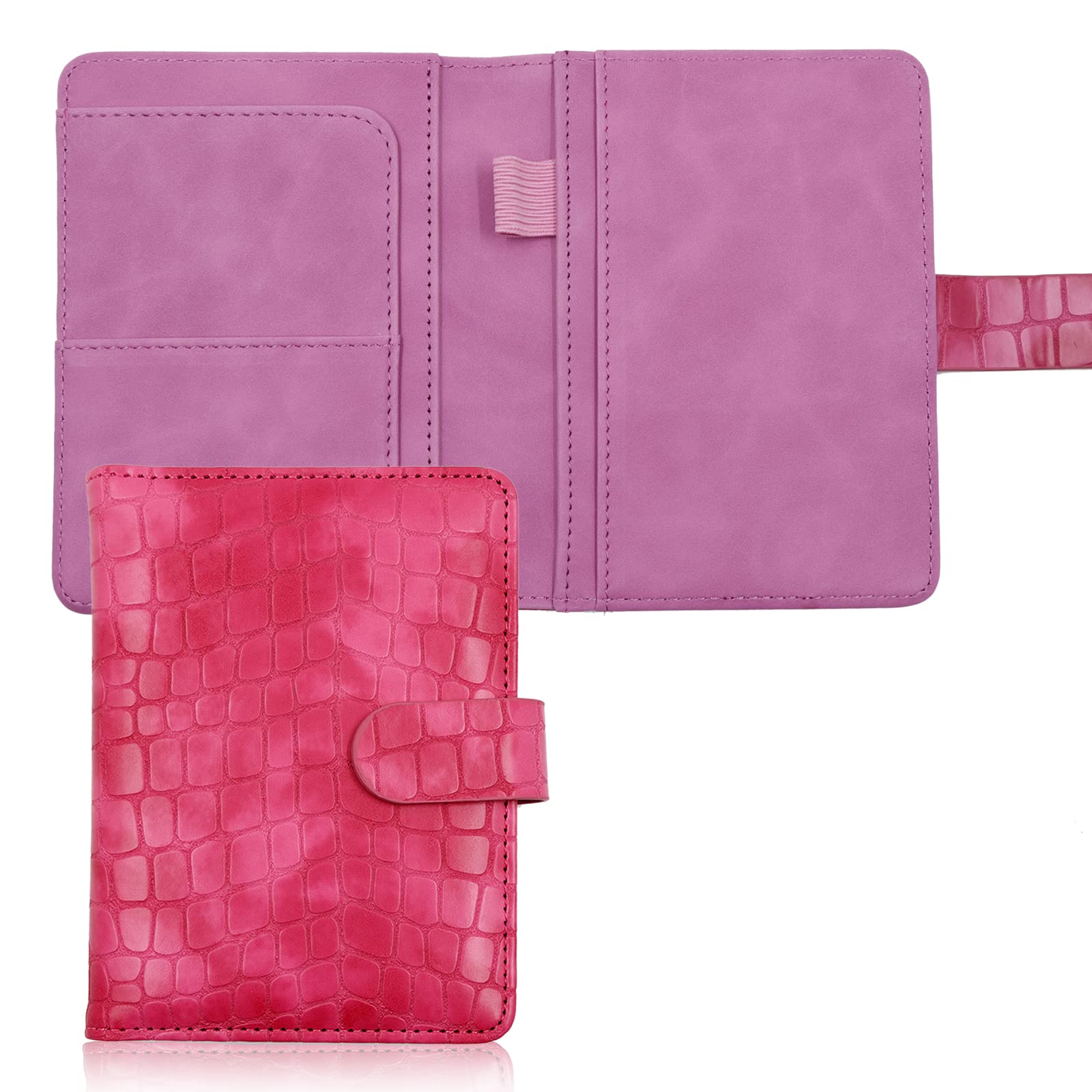 Melsbrinna Premium Leather Passport Holder Covers Case, Waterproof Rfid Blocking Travel Wallet Passport Holder with Pen Holder, Cute Passport Book for Women/Men, Stone-rose red, Travel
