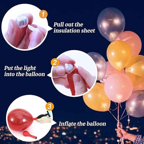 Miniatura 2 de Aogist 100 luces de globo blanco flash con lazo para colgar, mini luces de bola LED para bebidas, mini luz redonda pequeña para linternas de papel,
