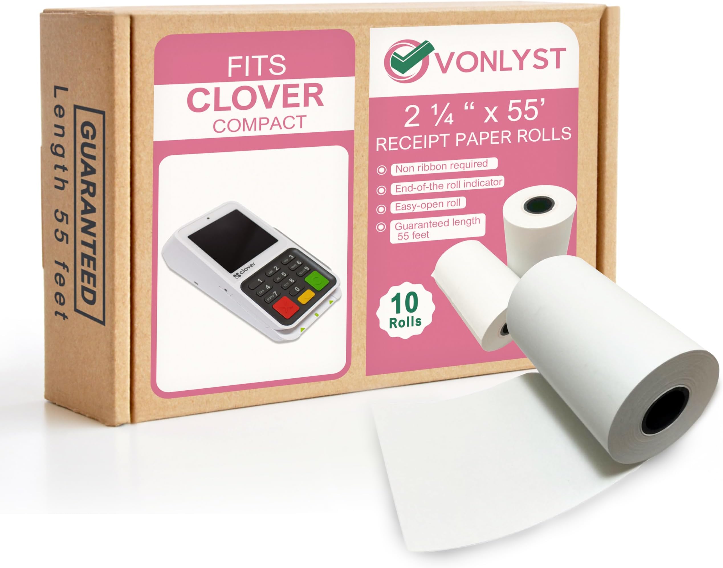 Compatible Clover Compact Countertop POS Thermal Receipt Paper 2 1/4 x 55 (10 rolls)