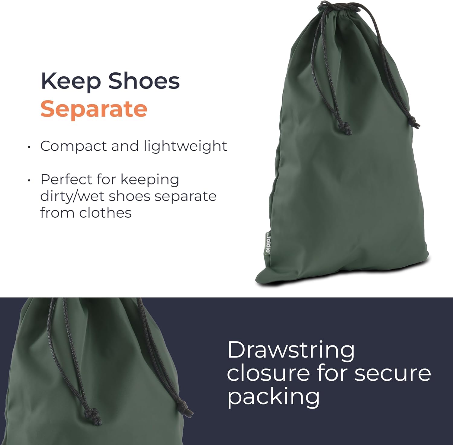 The Foldie Set of 4 Packing Cubes for Travel - Suitcase Organizer Bags Set with Shoe Cover - Space Saving Zippered Cubes for Packing - Travel Bags Organizer for Luggage with Straps - Green
