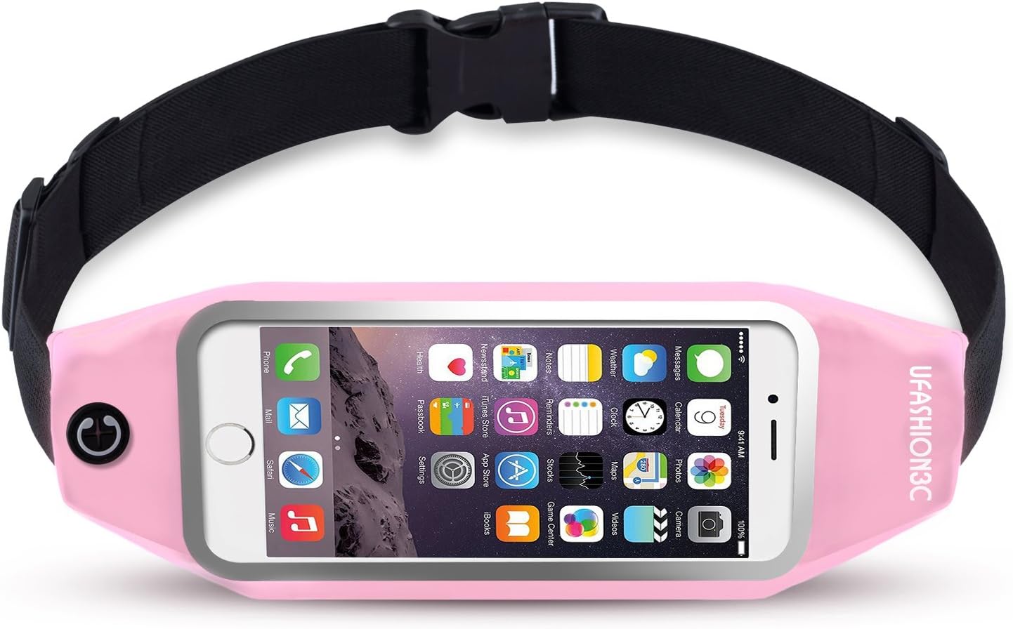 uFashion3C Running Belt Waist Pack for Phone, fits iPhone XS Max XS X 8 7 6S 6 Plus, Galaxy S9 S8 Plus,S7 Edge, Note 9, 8, 5 - Water Resistant Reflective Fitness Workout Fanny Pack for Men and Women